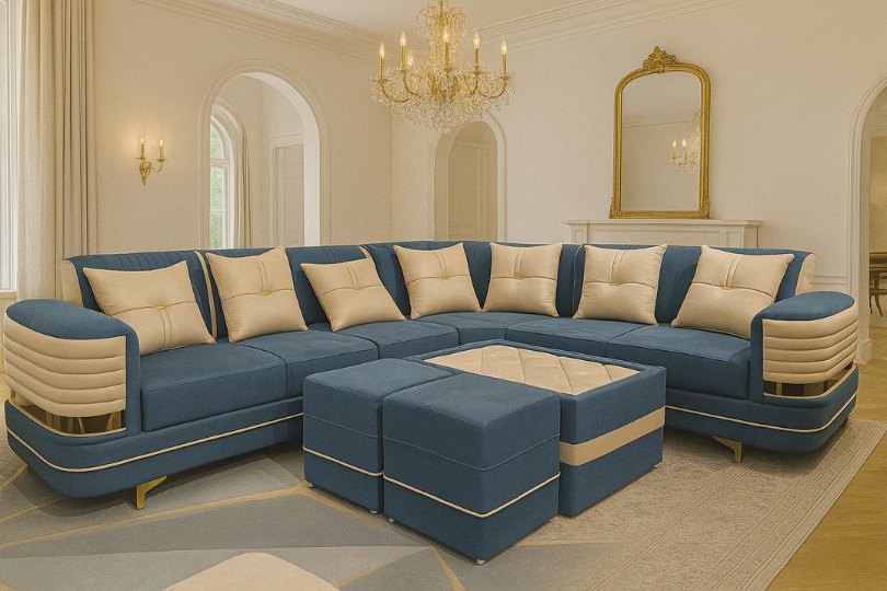 Custom L-shaped sofa set